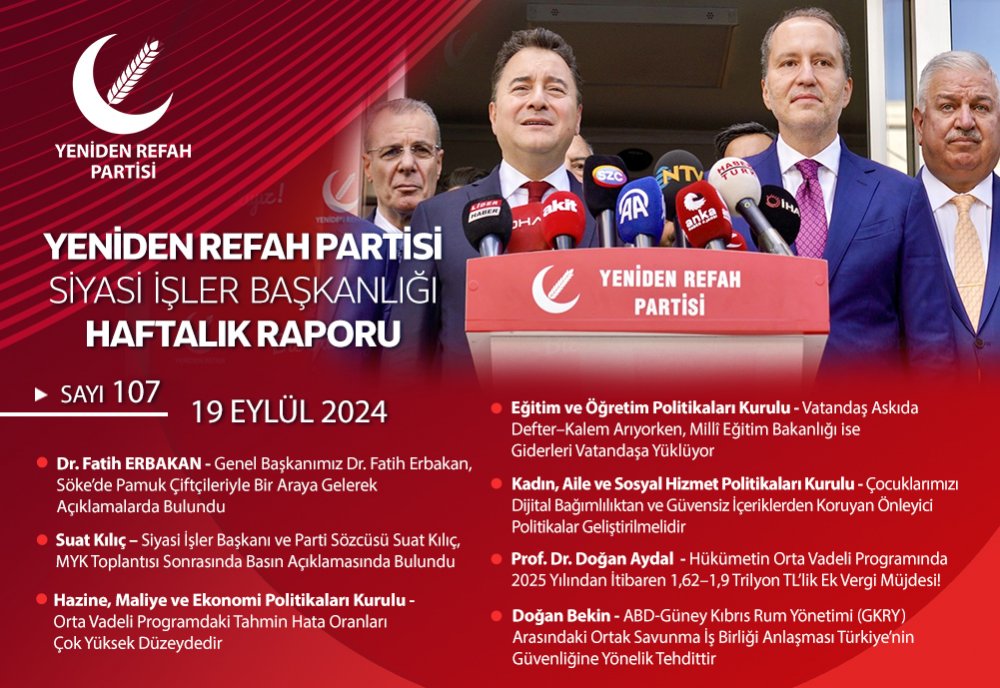 Siyasi İşler Başkanlığı Haftalık Raporu - 19 Eylül 2024