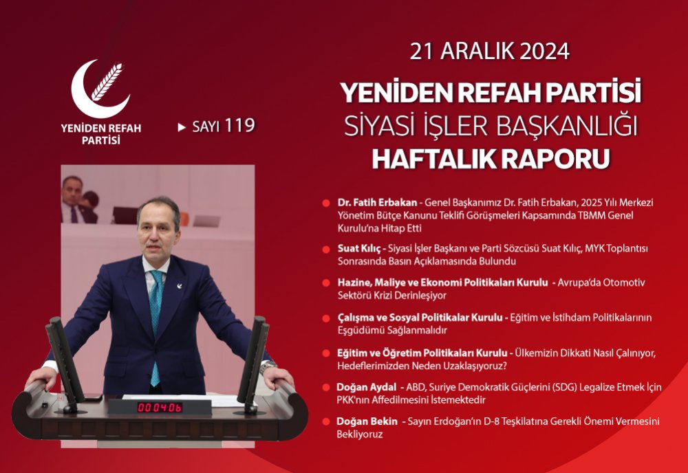 Siyasi İşler Başkanlığı Haftalık Raporu - 21 Aralık 2024