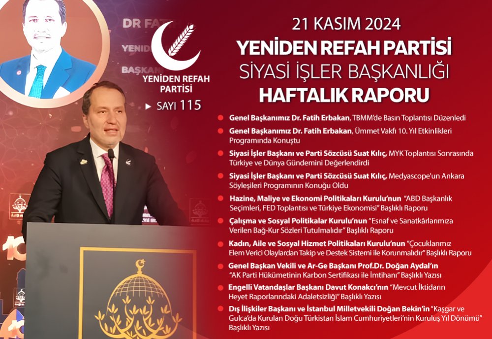 Siyasi İşler Başkanlığı Haftalık Raporu - 21 Kasım 2024