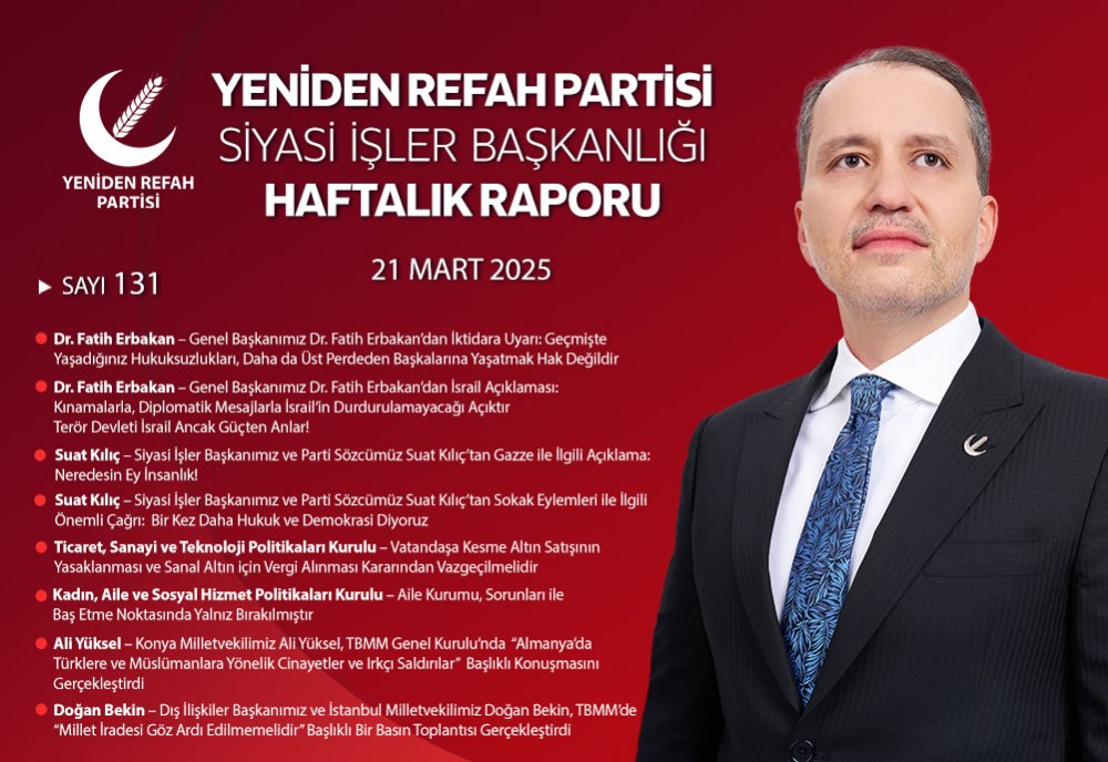 Siyasi İşler Başkanlığı Haftalık Raporu - 21 Mart 2025