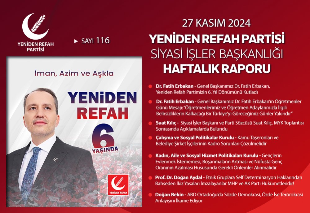 Siyasi İşler Başkanlığı Haftalık Raporu - 27 Kasım 2024