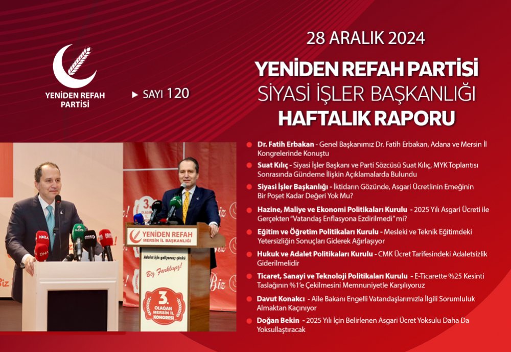 Siyasi İşler Başkanlığı Haftalık Raporu - 28 Aralık 2024