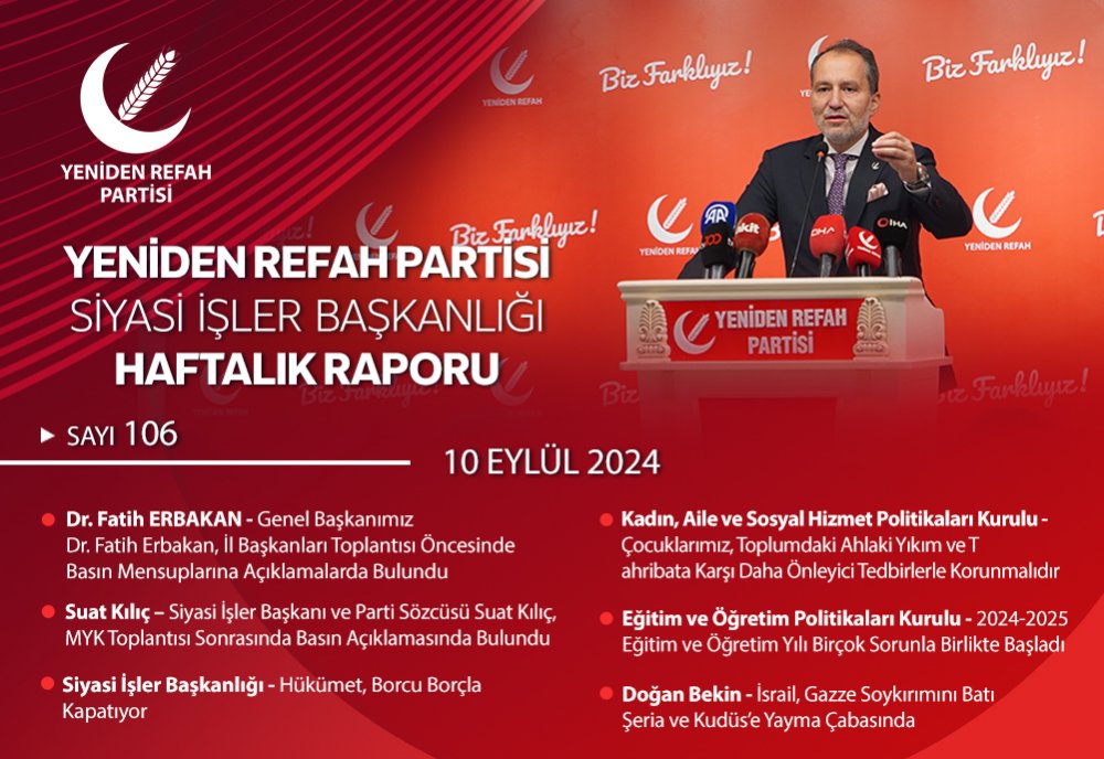Siyasi İşler Başkanlığı Haftalık Raporu - 10 Eylül 2024