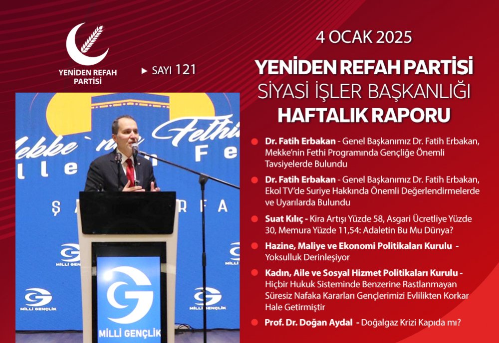 Siyasi İşler Başkanlığı Haftalık Raporu - 4 Ocak 2025