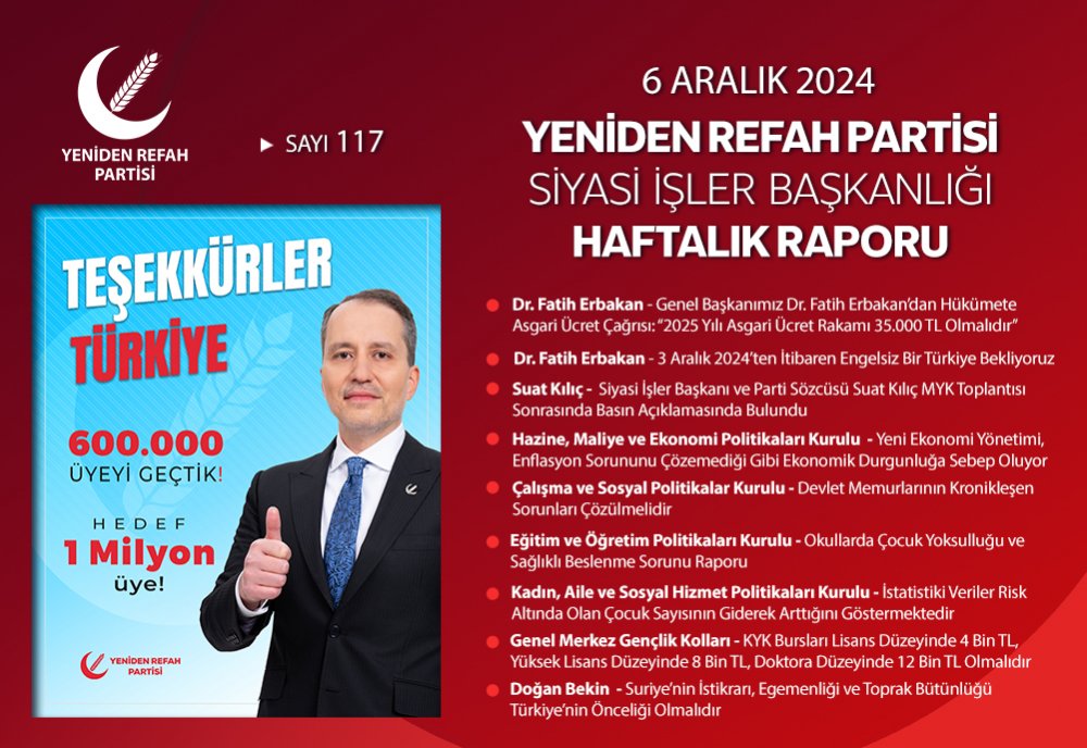 Siyasi İşler Başkanlığı Haftalık Raporu - 6 Aralık 2024