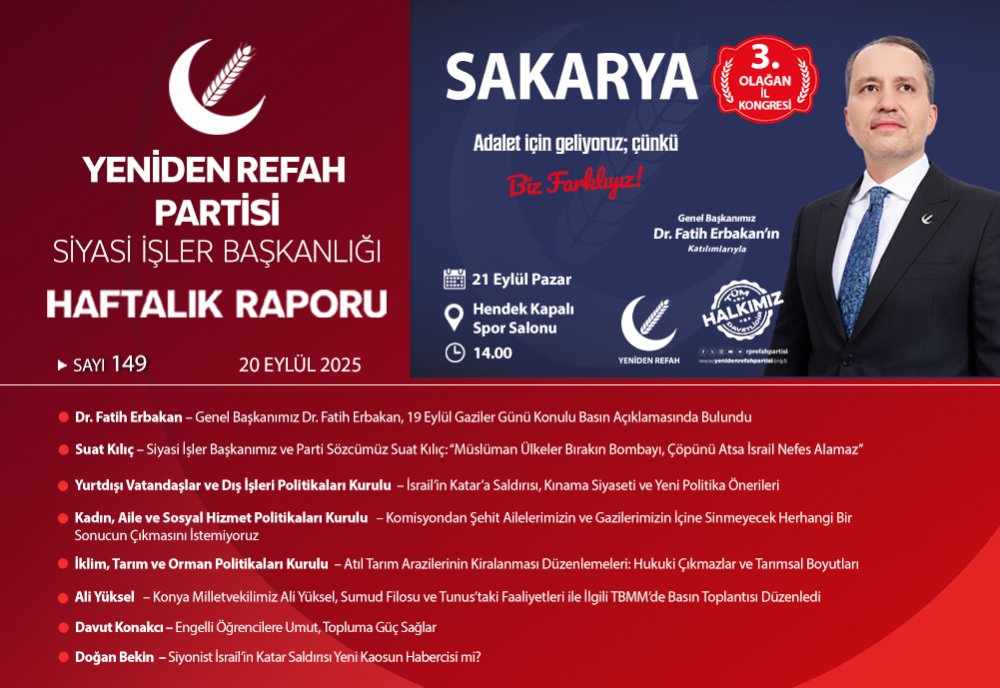 Siyasi İşler Başkanlığı Haftalık Raporu - 20 Eylül 2025
