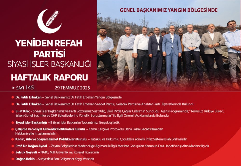 Siyasi İşler Başkanlığı Haftalık Raporu - 29 Temmuz 2025