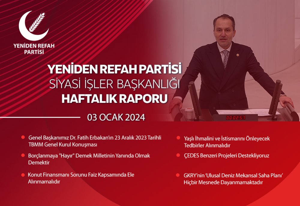 Siyasi İşler Başkanlığı Haftalık Raporu - 3 Ocak 2024