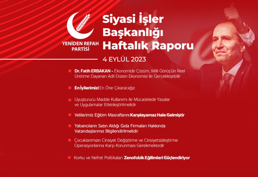 Siyasi İşler Başkanlığı Haftalık Raporu - 4 Eylül 2023