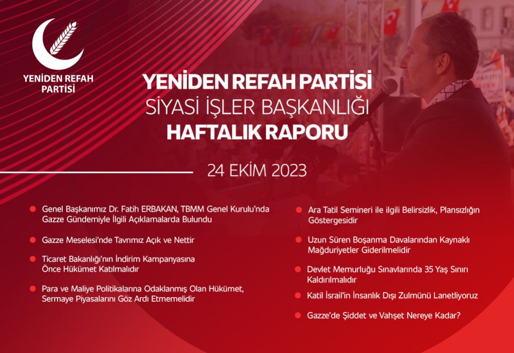 Siyasi İşler Başkanlığı Haftalık Raporu - 24 Ekim 2023