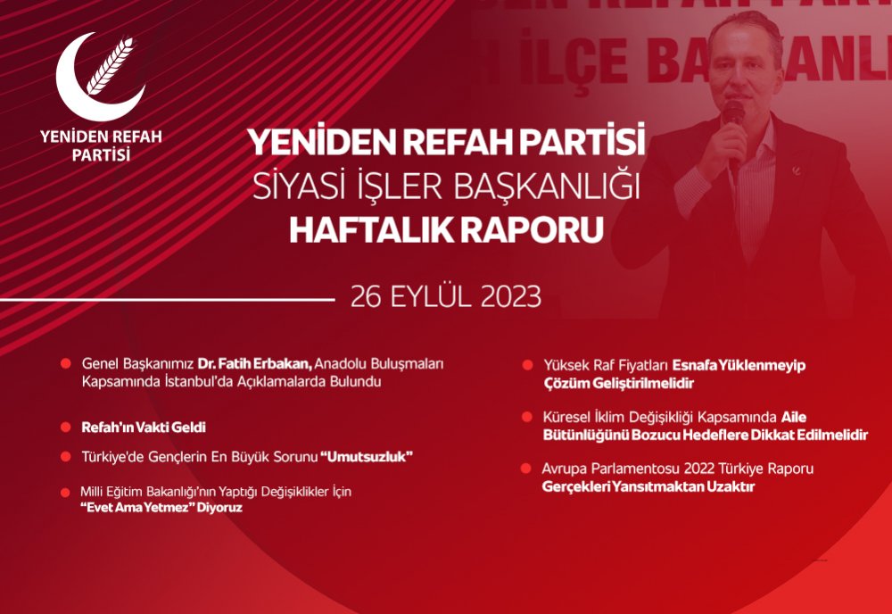 Siyasi İşler Haftalık Raporu - 26 Eylül 2023