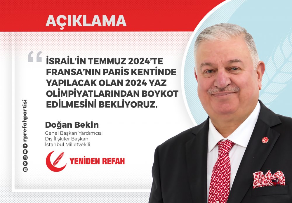 İsrail’in Temmuz 2024’te Fransa’nın Paris Kentinde Yapılacak Olan 2024 Yaz Olimpiyatlarından Boykot Edilmesini Bekliyoruz