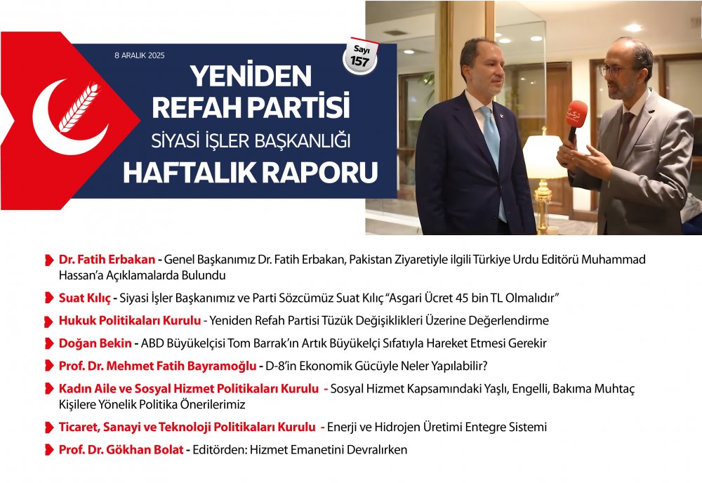 Siyasi İşler Başkanlığı Haftalık Raporu - 8 Aralık 2025
