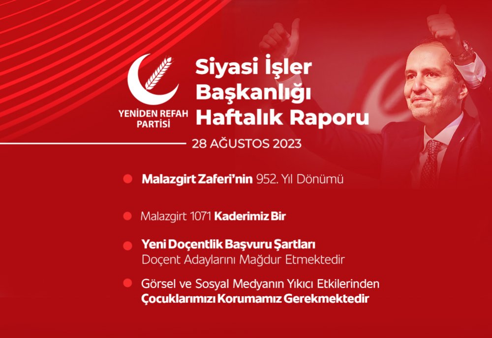 Siyasi İşler Başkanlığı Haftalık Raporu - 28 Ağustos 2023