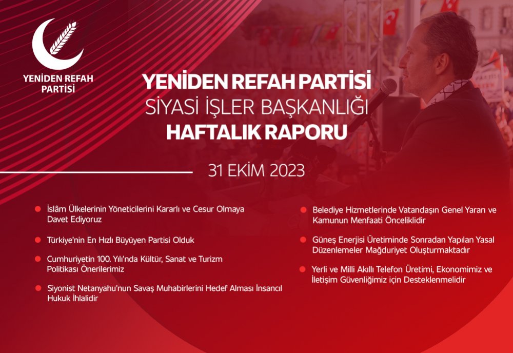 Siyasi İşler Başkanlığı Haftalık Raporu - 31 Ekim 2023